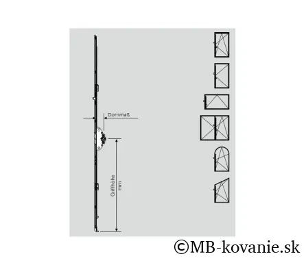 ROTO NT otváravo-sklopná konštantná prevodovka dorn 30 mm, 2001-2200 mm