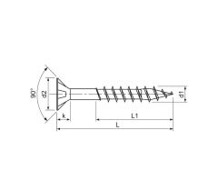 Skrutka SPAX  5x45 do dreva so zapustenou hlavou Torx 20 a čiastočným závitom