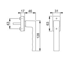 Okenná kľučka Toulon SecuForte® 7/ 32-42 mm - Bronzová