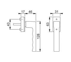 Okenná kľučka Toulon Secustic 7/ 32-42 mm  - Titán