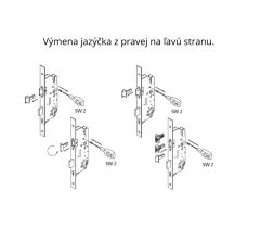 FUHR dverový zámok ovládaný kľučkou 856-45, 2H+2RL , 16-92-08 , 2170mm - Strieborná, 45